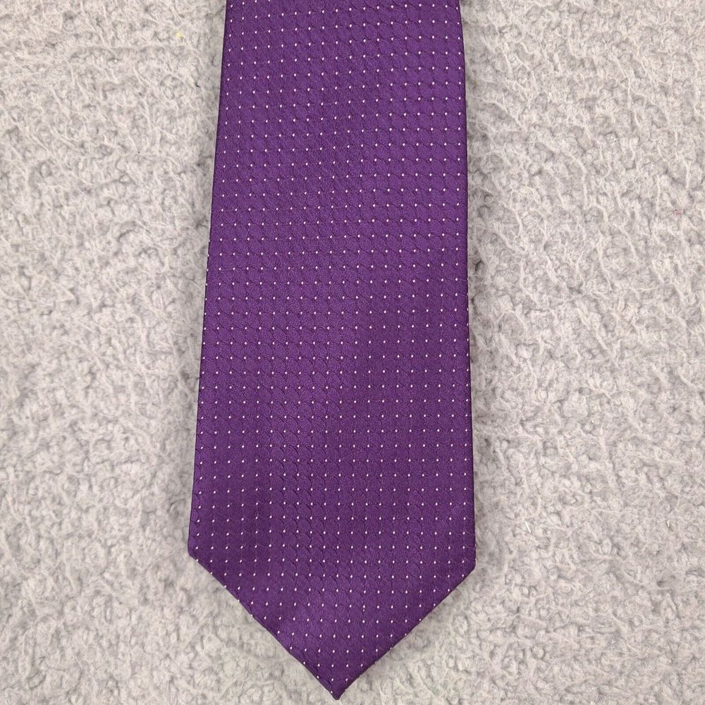 DKNY Tie Necktie Mens Purple Polka Dot Silk